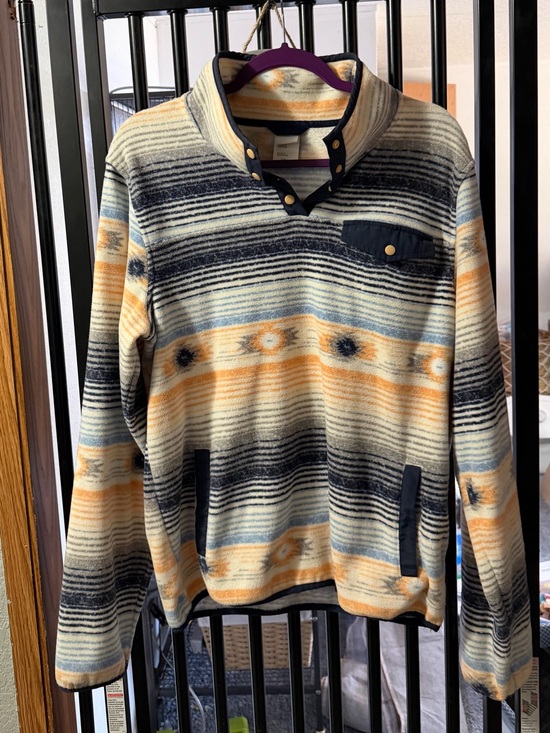 Cinch Jackets & Blazers - Cinch Women's Striped Zip-Up Pullover in Cream, Blue & Yellow